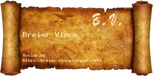 Breier Vince névjegykártya